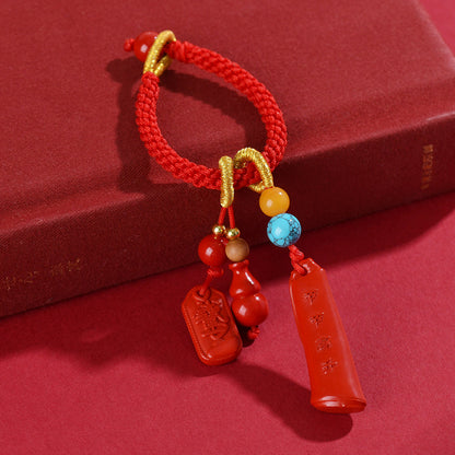 Natural High-Content Cinnabar Keychain for Car Protection and Continuous Progress