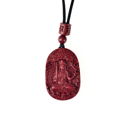 Natural Purple Gold Cinnabar Zodiac Buddha Guardian Deities Necklace Pendant | Spiritual Protection & Fortune
