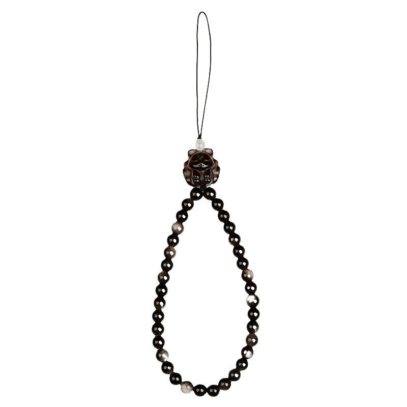 Mystical Silver Obsidian Tea Crystal Nine-Tailed Fox Charm for Protection and Good Fortune