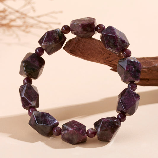 Natural Crystal Plum Blossom Tourmaline Irregular Faceted Bracelet | Spiritual Energy & Good Luck