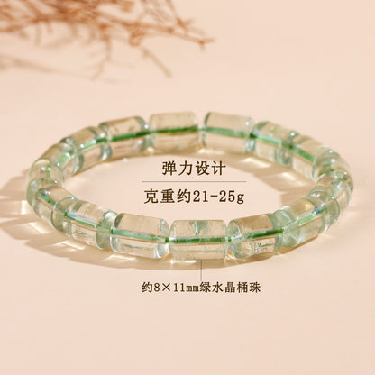 Natural Green Crystal Barrel Bead Bracelet | Elegant Charm for Women's Luck & Style