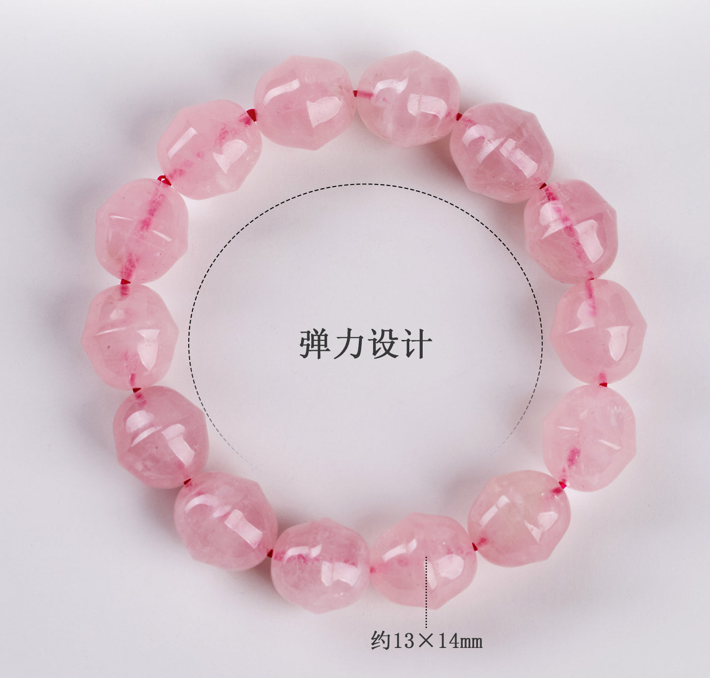 Natural Rose Quartz Bell Bracelet for Women - Peach Pink Crystal Healing Jewelry for Love and Harmony