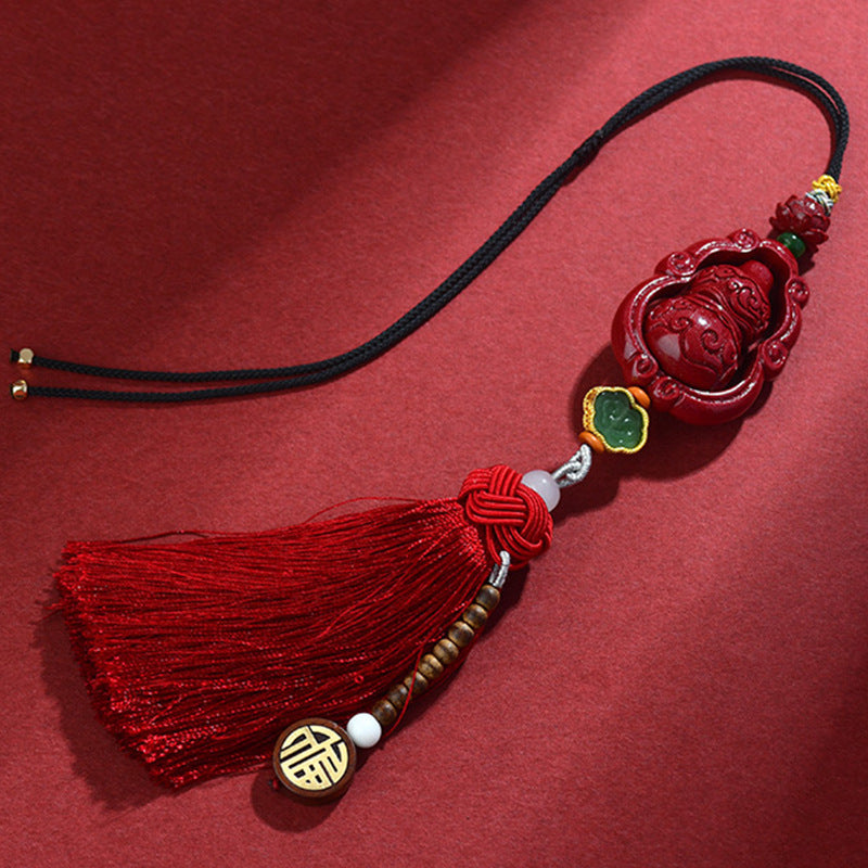 Original Ore Purple Gold Cinnabar Cloud Gourd Car Hanging - Feng Shui Protection Talisman