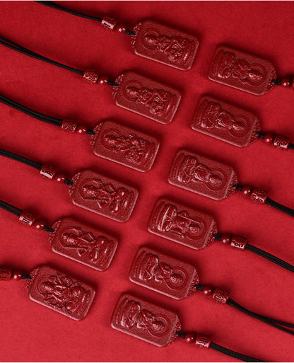 Natural Purple Gold Cinnabar Zodiac Birth Buddha Pendant - Eight Guardian Deities Protection Amulet