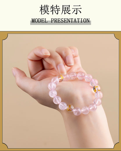 Natural Pink Crystal Three-in-One Zodiac Bracelet for Women - Starlight Harmony & Love Energy