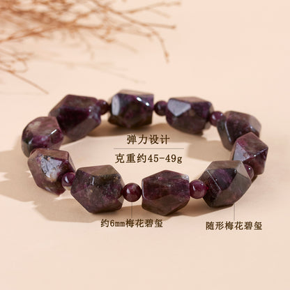 Natural Crystal Plum Blossom Tourmaline Irregular Faceted Bracelet | Spiritual Energy & Good Luck