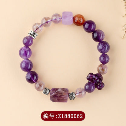Natural Amethyst Freeform Bracelet | Nine Purple Fire Spiritual Women's Energy Jewelry
