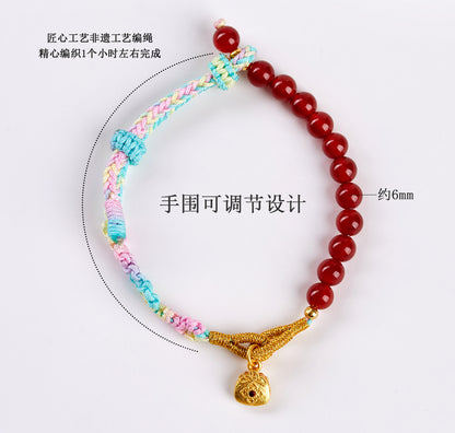 Natural Red Agate Handmade Braided Bracelet | Feng Shui Energy Protection Women's Fashion Accessory