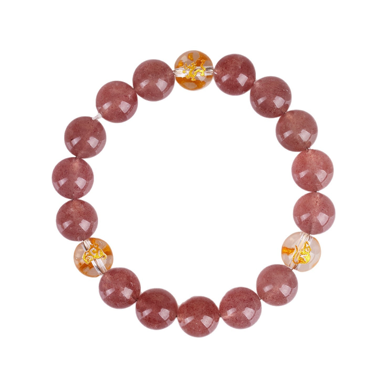 Strawberry Crystal Three-in-One Zodiac Bracelet | Spiritual Harmony & Good Fortune for Women
