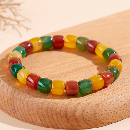 Natural Agate Chalcedony Single Circle Bracelet with Silver Obsidian Lapis Lazuli - Spiritual Women's Jewelry