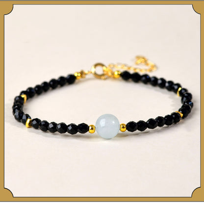 Natural Crystal Black Spinel Multi-Gem Adjustable Bracelet for Women - Mystical Protection & Elegance