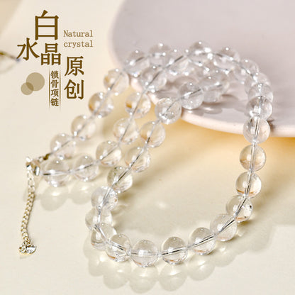 Natural White Crystal Collarbone Necklace｜Spiritual Purification & Elegance Energy Jewelry