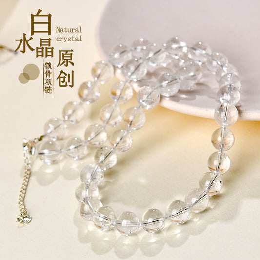 Natural White Crystal Collarbone Necklace｜Spiritual Purification & Elegance Energy Jewelry