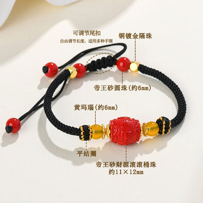 Imperial Red Sand Wealth-Bringing Handwoven Bracelet | Chinese Style Lucky Charm for Prosperity