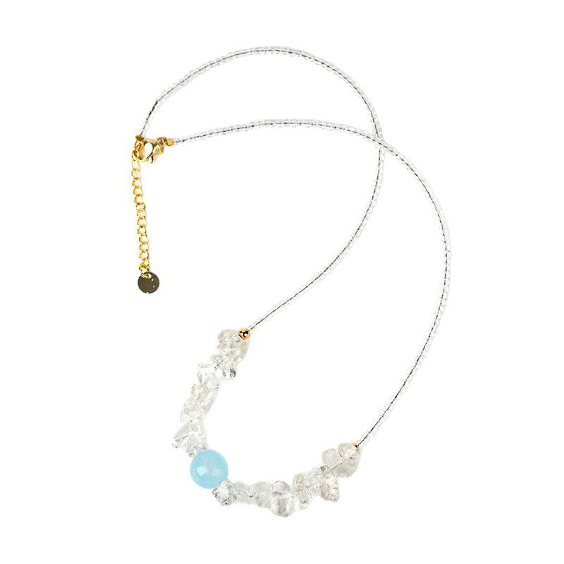 Pure White Crystal Aquamarine Necklace | Spiritual Elegance & Harmony Charm