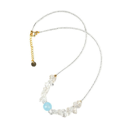 Pure White Crystal Aquamarine Necklace | Spiritual Elegance & Harmony Charm
