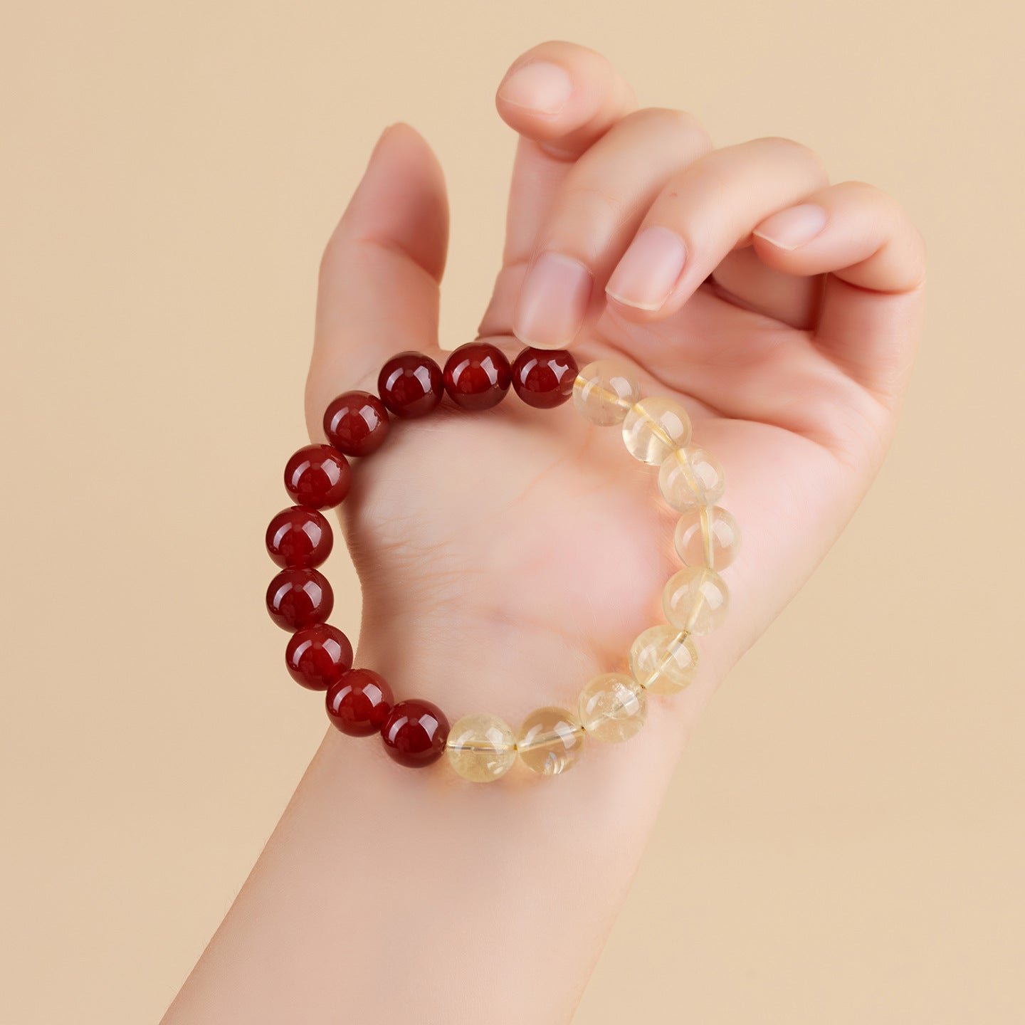 Natural Yellow Crystal Red Agate Bracelet - Lucky Fortune Bead Unisex Couple Chain
