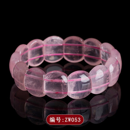 Natural Rose Quartz Crystal Bracelet - Peach Pink Healing Stone for Women's Harmony