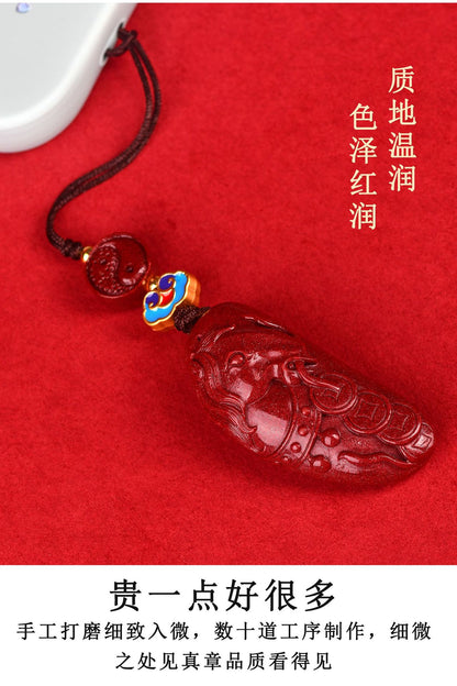 Natural Purple Gold Cinnabar Wealth Attraction Pendant - Phone Keychain Bag Charm