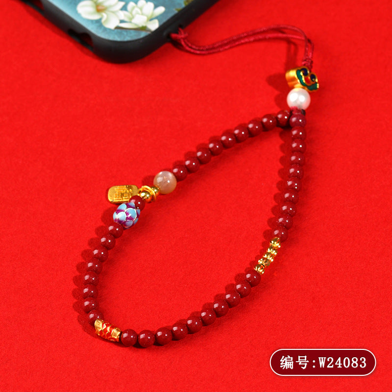 Natural High Content Cinnabar Purple Gold Sand Lucky Lotus Pendant Charm for Phone and Keychain