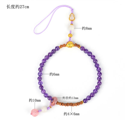 Natural Amethyst Crystal Phone Chain - Spiritual Protection & Romantic Elegance for Women