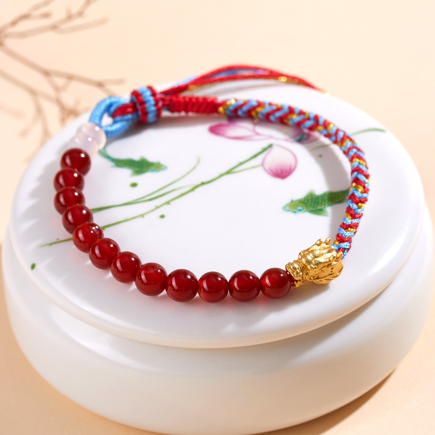 Natural Red Agate Handmade Braided Bracelet | Ancient Chinese Style Spiritual Protection Jewelry