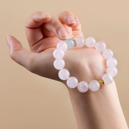 Natural Pink Crystal Aquamarine Love Bracelet - Peach Blossom Charm for Women