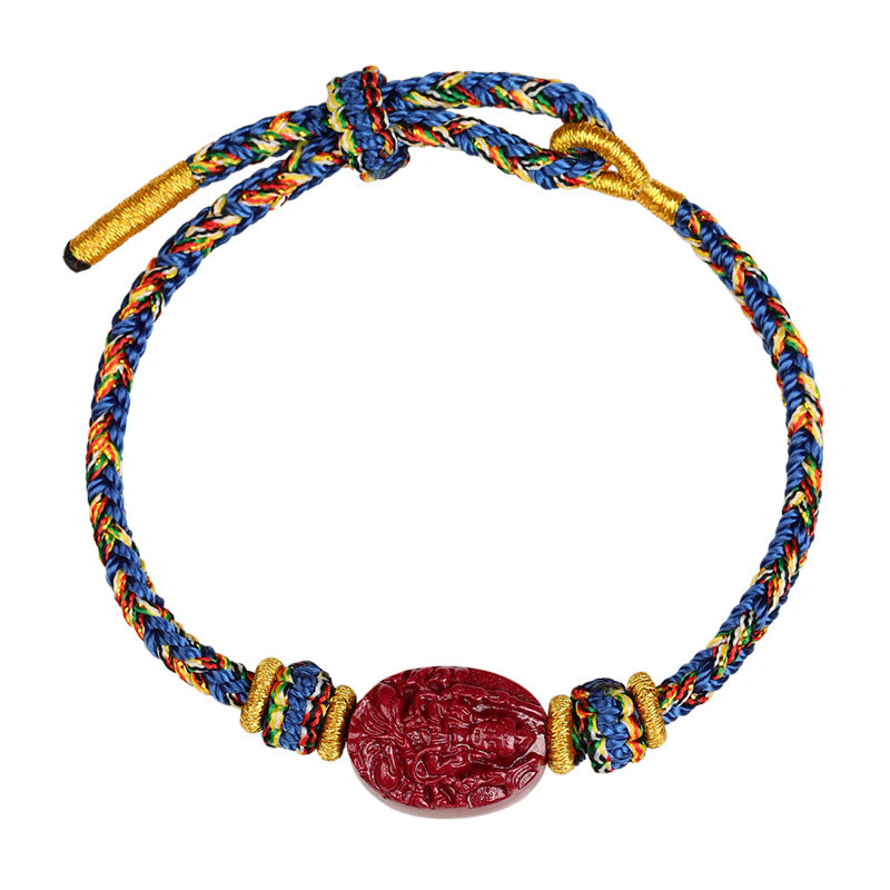 Cinnabar Birth Buddha Zodiac Guardian Deities Handwoven Protection Bracelet