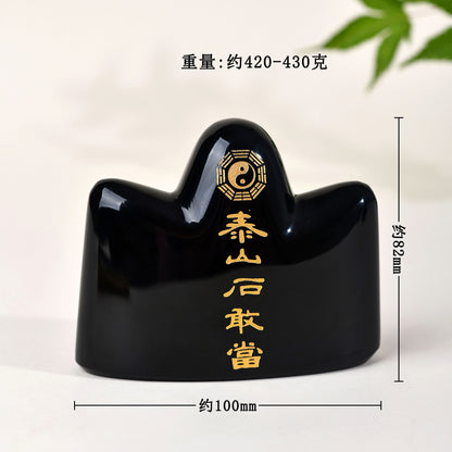 Natural Obsidian and Taishan Stone Tai Chi Bagua Guardian Ornament for Home and Office