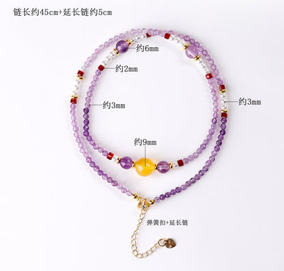 Natural Amethyst Collarbone Necklace | Spiritual Elegance & Positive Energy Charm