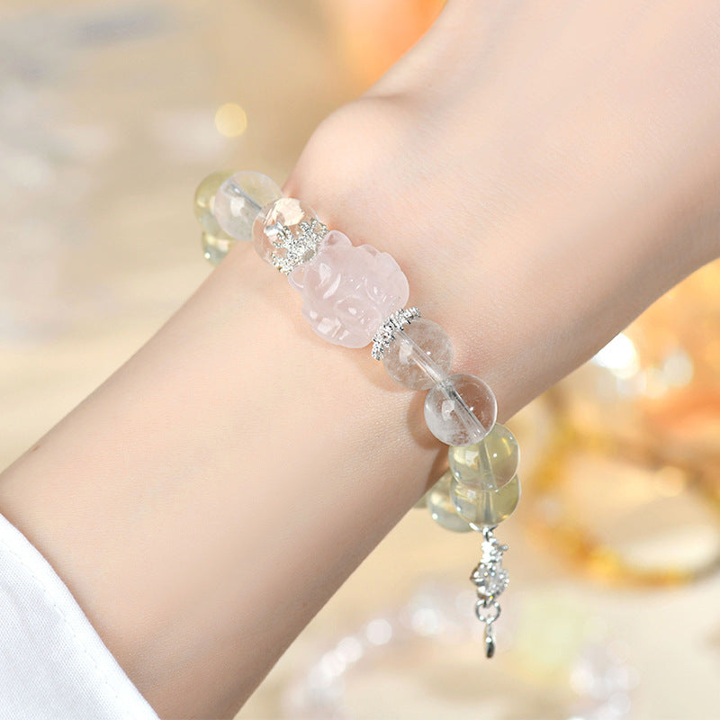 Natural Crystal Nine-Tailed Fox Love Bracelet - Attract Romance & Positive Energy