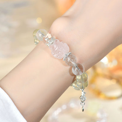 Natural Crystal Nine-Tailed Fox Love Bracelet - Attract Romance & Positive Energy