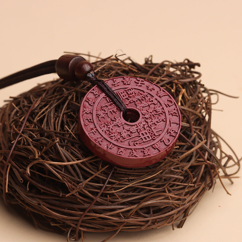 Natural Cinnabar Mountain Ghost Flower Pendant - Purple Gold Sand Raw Ore Amulet for Protection and Fortune