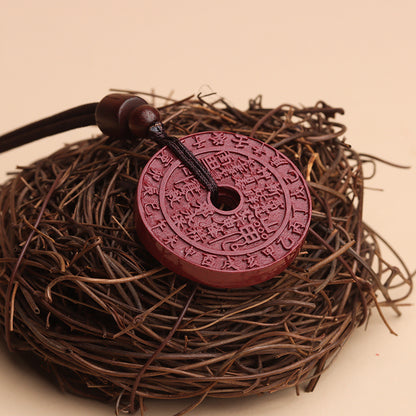 Natural Cinnabar Mountain Ghost Flower Pendant - Purple Gold Sand Raw Ore Amulet for Protection and Fortune