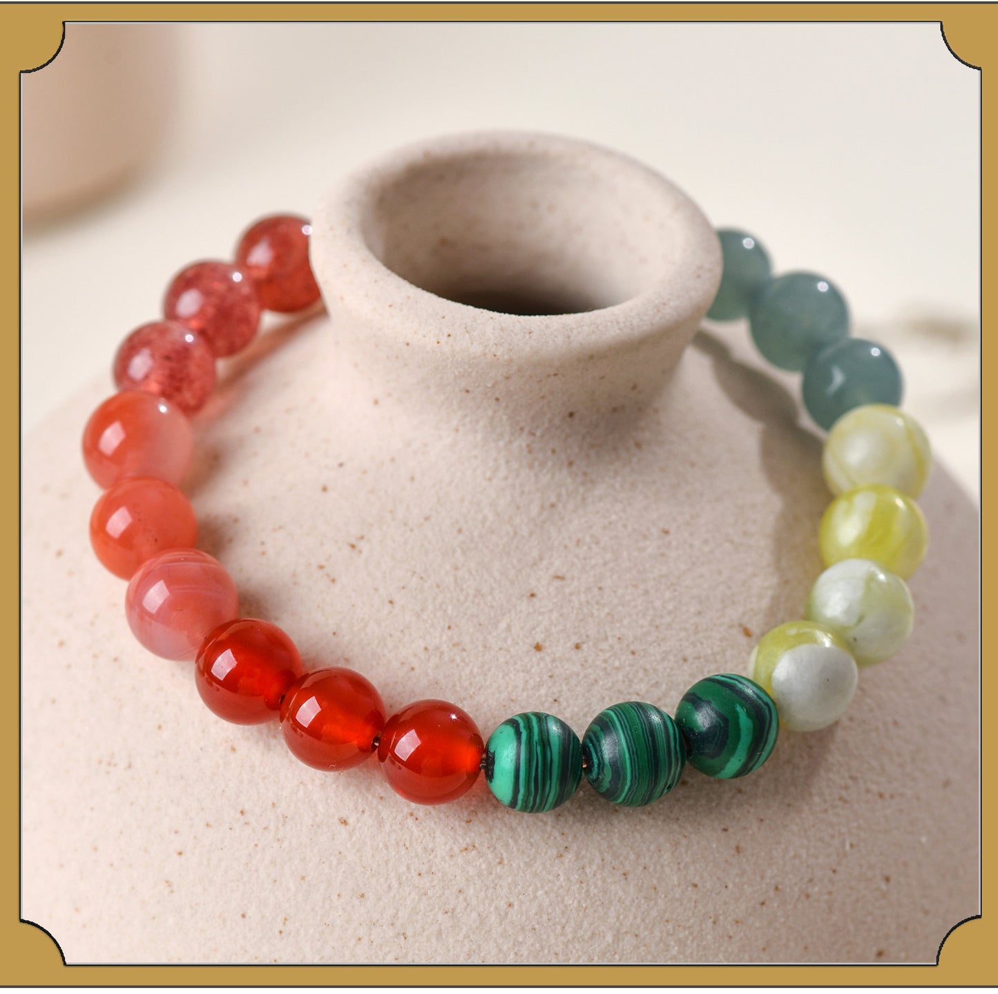 Natural Multi-Gemstone Crystal Five Elements Balance Bracelet for Men and Women