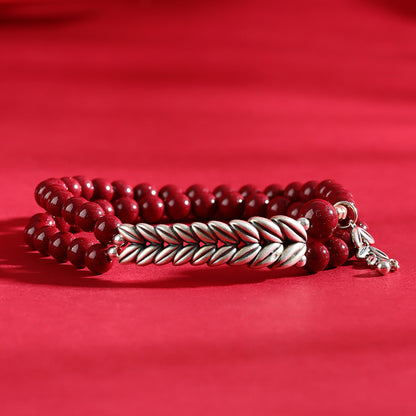 Natural Purple Gold Sand Cinnabar Double Layer Bracelet - Vintage Peaceful Year Design for Protection