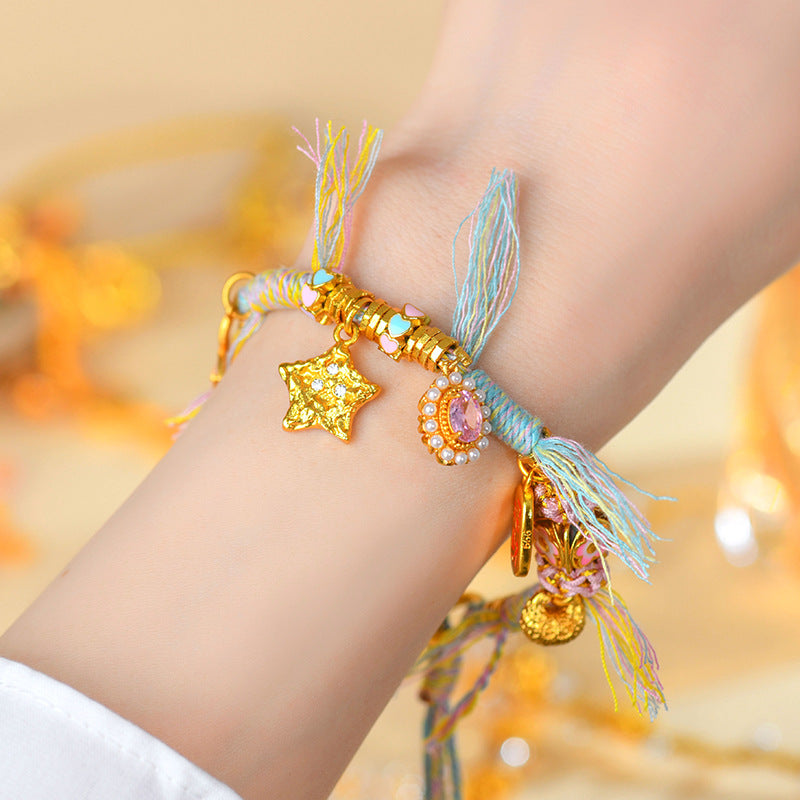 Golden Sand Peace Joy Tibetan Woven Bracelet | Spiritual Protection & Harmony Amulet