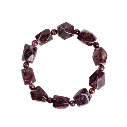 Natural Crystal Plum Blossom Tourmaline Irregular Faceted Bracelet | Spiritual Energy & Good Luck