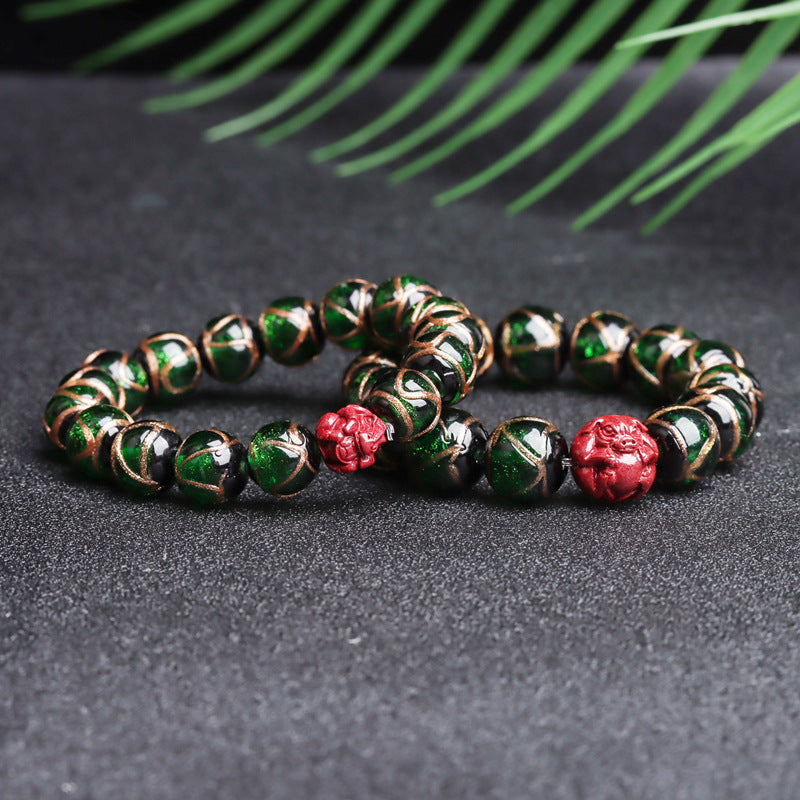 Tiger Year Incense Ash Glazed Bead Bracelet - Mystical Protection and Fortune Talisman