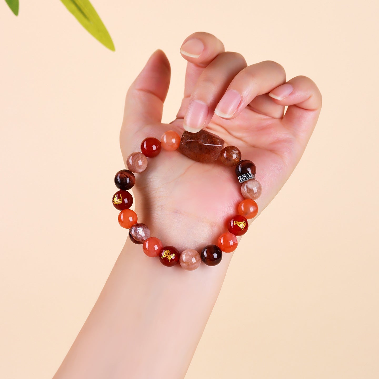 Natural Crystal Zodiac Three-Planet Bracelet - Black Gold Flexible Unisex Spiritual Amulet