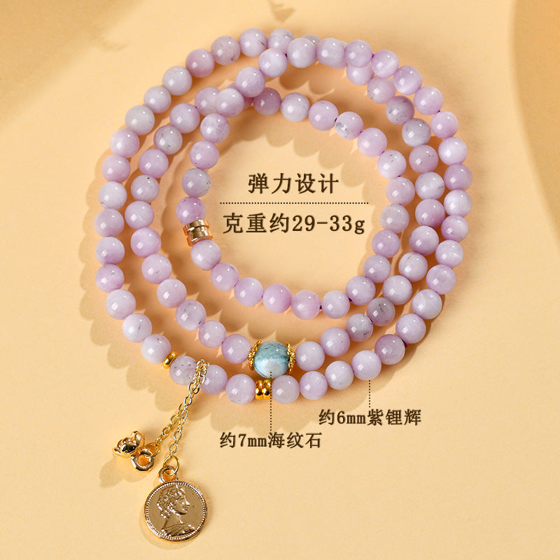 Natural Kunzite Three-Circle Bracelet | Purple Spiritual Stone for Love & Harmony