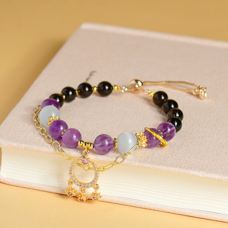 Capricorn Crystal Bracelet with Natural Citrine Amethyst | Zodiac Empowerment Spiritual Jewelry