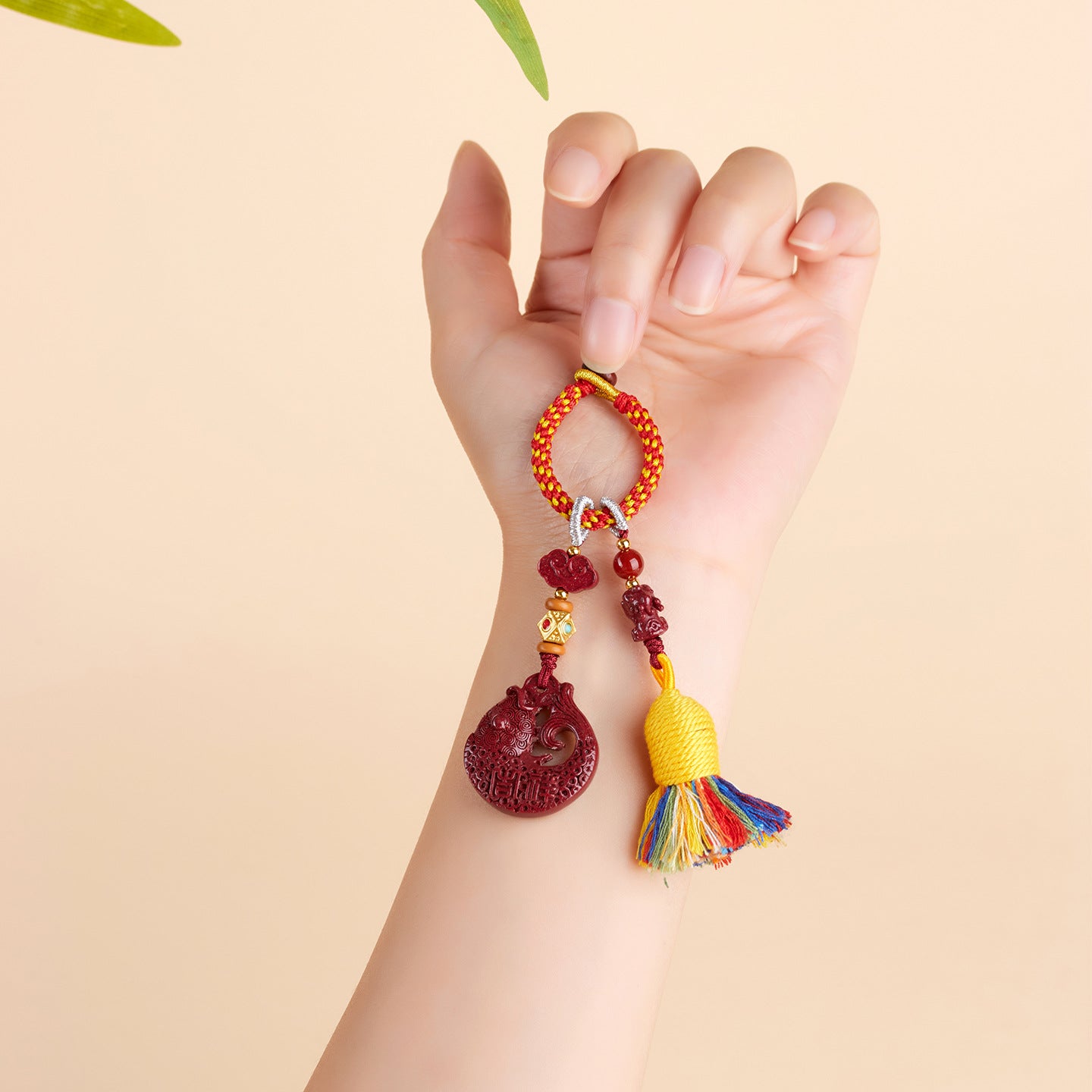 Natural Cinnabar Purple Gold Sand Koi Keychain Pendant - Wealth and Luck Attractor