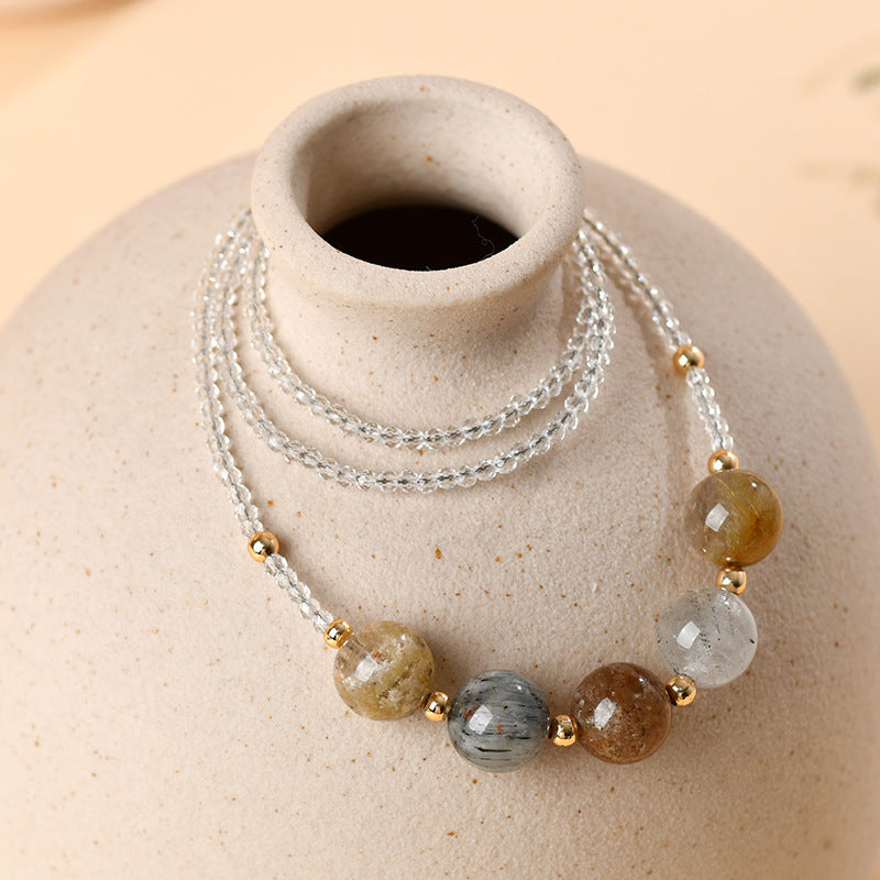 Natural White Crystal Four Seasons Ghost Collarbone Necklace - Adjustable Women's Spiritual Jewelry