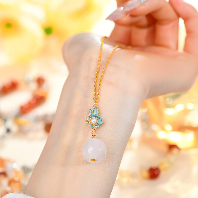 Natural Pink Quartz Ancient Craft Pendant Necklace | Chinese Ethnic Style Love Energy