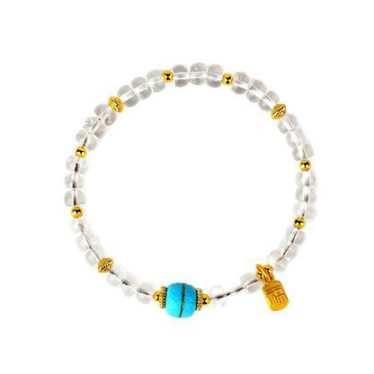 Natural White Crystal Bead Bracelet | Chinese Style Spiritual Jewelry for Women's Harmony