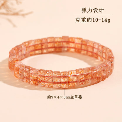 Golden Strawberry Crystal Bracelet | Wealth & Love Attraction Spiritual Jewelry for Women