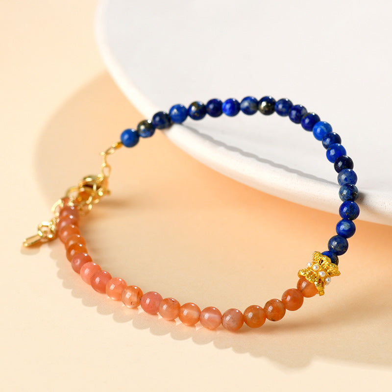 Southern Red Agate Lapis Lazuli Bracelet - Exquisite Petite Women's Spiritual Jewelry for Protection and Wisdom