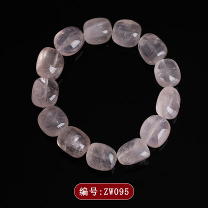 Natural Pink Crystal Irregular Bead Single Loop Bracelet - Peach Blossom Energy & Elegant Charm