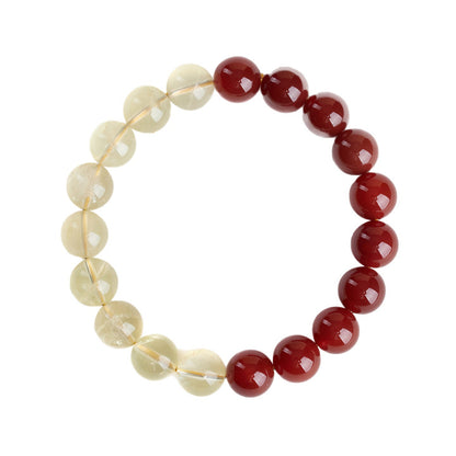 Natural Yellow Crystal Red Agate Bracelet - Lucky Fortune Bead Unisex Couple Chain